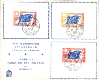 F FDC Dienstmarken 02 + 03 + 05 ● - 1958